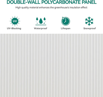 YITAHOME 8x12FT Polycarbonate Greenhouse Large Heavy Duty Green Houses Outdoor Aluminum Greenhouses with Sliding Doors Vent Window Premium Walk-in Greenhouse for Garden Backyard, Sliver