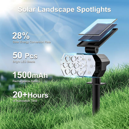 Solar Spot Lights Outdoor Color Changing, [7 Modes/8 Pack] Christmas IP67 Waterproof Landscape Spotlights, Dusk to Dawn Solar Powered Security Light for Patio Gate Walkway Pool Garden Yard Driveway