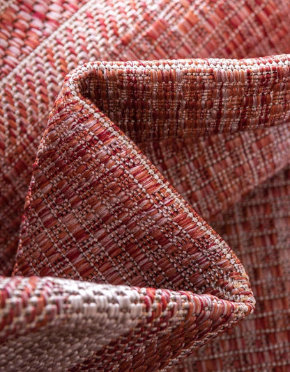 Unique Loom Outdoor Border Collection Area Rug - Soft Border (13'Square, Rust Red/ Ivory)