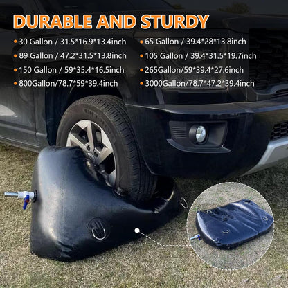 Water Storage Bladder, Water Tank, 150 Gallon Foldable Portable Water Storage, Large Water Storage Containers with 3/4" PVC Spigot Kit for Camping, Garden, Emergency Water Storage