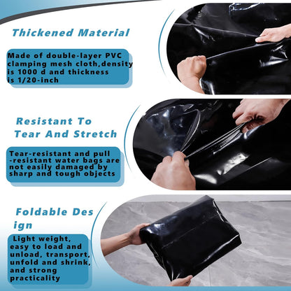 400 L/100 Gal Water Bladder Tank, Foldable Portable Water Storage Container, Emergency Water Bag for RV, Truck Bed, Fire Prevention, Drought Resistance, Black