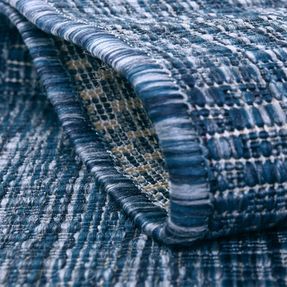 Unique Loom Collection Casual Transitional Solid Heathered Indoor/Outdoor Flatweave Area Rug (5' 3" x 8' Oval, Blue/Navy Blue)