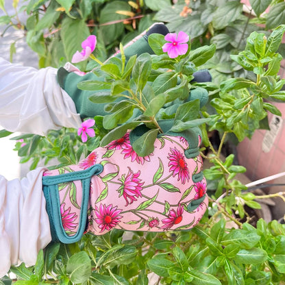 Gardening Gloves for Women, Garden Gloves with Touch Screen, Thorn Proof Puncture Resistant Working Gloves, Gardening Gifts for Women (Green with Pink Flowers, Medium)