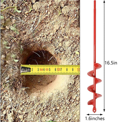 TCBWFY Auger Drill Bit for Planting 1.6x16.5inch Extended Length Garden Auger Spiral Drill Bit for Planting Bulbs Flowers,Post Hole Digger for 3/8”Hex Drill