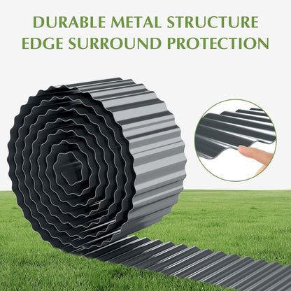 Metal Garden Edging Border, Corrugated Steel Landscaping, DIY for Lawn (Black, 6 Inch x 20FT)