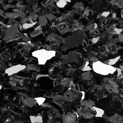 Mr. Fireglass 10 Pounds Fire Glass - 1/2 Inch High Luster Reflective Tempered Glass Rocks for Fireplace Fire Pit Table and Landscaping, Onyx Black