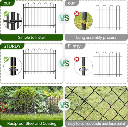 26 Panels Decorative Garden Fence, 37ft X 20in Rustproof Metal Animal Barrier Fence, No Dig Fence Garden Fence, Arched Flower Bed Edging Ornamental Wire Border Fencing for Outdoor Yard, Patio Decor
