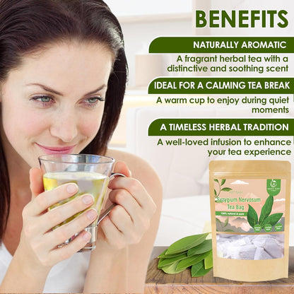NHAT ANH FARM - Premium Syzygium Nervosum Tea Bags, 100 Syzygium Nervosum Tea Bags, 100% Natural Dried Syzygium Nervosum Leaves, Naturally Sweet Herbal Tea, Sugar-Free, Caffeine-Free, No Additives.