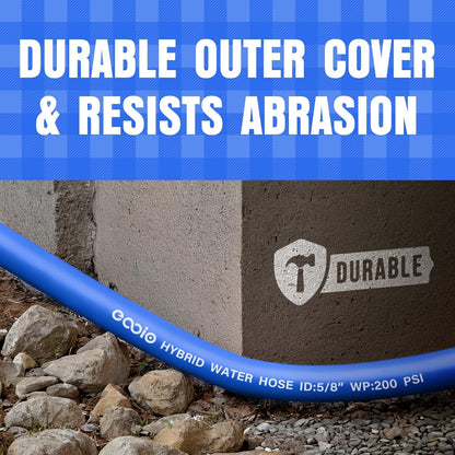 Heavy Duty Garden Hose 25 ft, Non-Expanding Flexible Water Hose, Kink Resistant Lightweight Hybrid Hose, Leakproof Hose Male to Female Fittings
