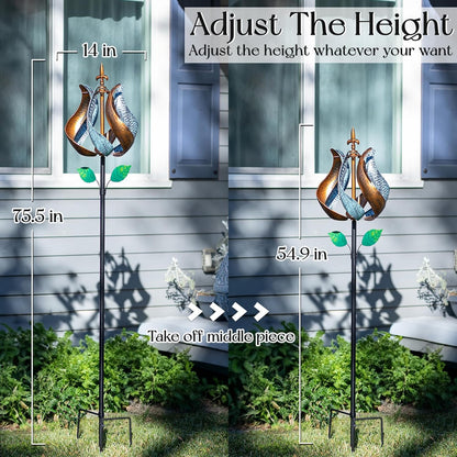 Wind Spinners for Yard and Garden, Wind Spinners Outdoor Metal Large 360 Degrees, Birthday Gifts for Women Family Outdoor Decor(Tulip 75'' x 14'')