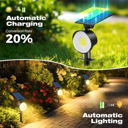nipify 2 Pack Solar Spot Lights Outdoor Waterproof with 3 Modes, Solar Spotlight Light for Outside Yard Landscape Lighting Pathway Lights Wall,Warm White