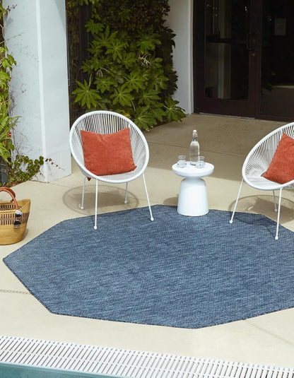 Unique Loom Outdoor Solid Collection Area Rug (5' Octagon Blue/Navy Blue)