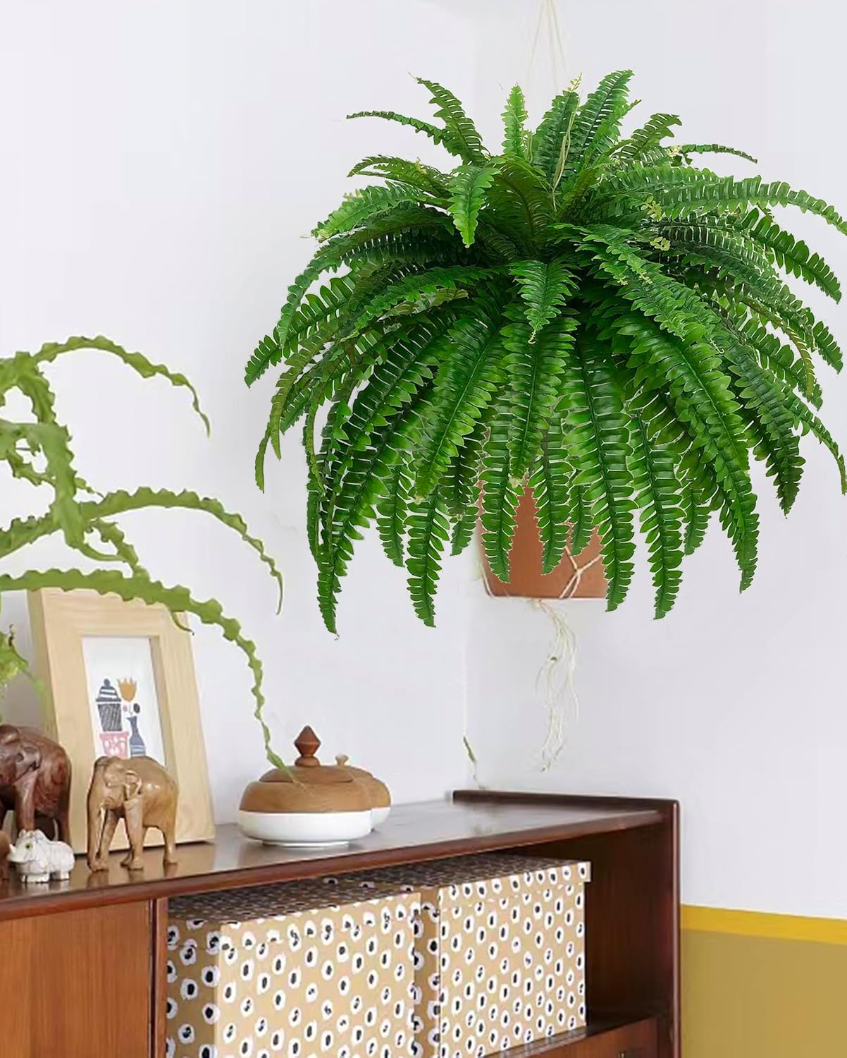GYERB Large Fake Boston Ferns, 88 Branches Artificial Ferns, Faux Fern Plants for Home, Office, Garden Indoor Outdoor Decoration(48 inch,1pack)