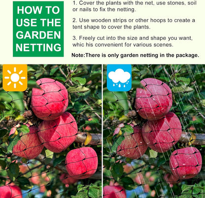 CandyHome Bird Netting for Garden, 13Ft x 33Ft Reusable Garden Netting Plants Barrier, Plant Mesh Net Protect Fruit Tree Seedlings Plants from Birds, Cicadas, Rodents, Black