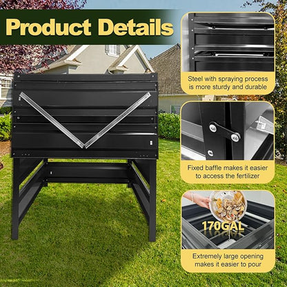 Compost Bin Outdoor - 170 Gallon Metal Wire Mesh Compost Bins with Rust-Proof Coating, Compost Bin for Yard Waste, Leaves & Kitchen Scraps, 31.5(L)*31.5(W)*39.4(H) inch