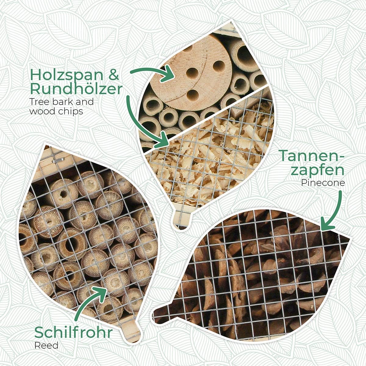 Insect Hotel - Pollinator House and Bug Condo for a Snug Home Outdoors - Garden Habitat for Bees, Ladybugs, and Butterflies - Natural Wood and Metal Construction - 10 x 3X 11 inches