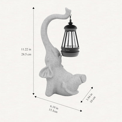 Garden Decoration, Figurine, Lawn Statue, Sculpture Ornament, Animal Figurine - Cat Resin Statue with Lantern (Face Upward)