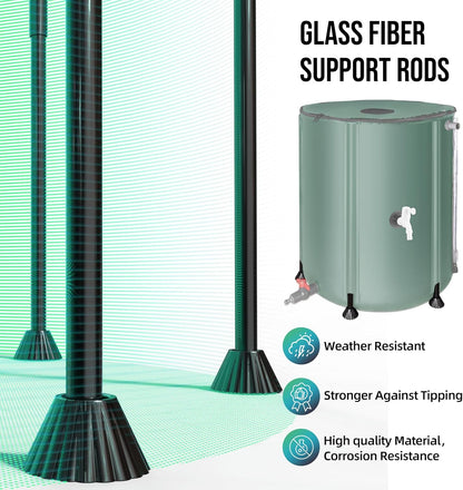 Collapsible Rain Barrel Water Collection System - 53 Gallon Portable Water Storage Tank,Foldable Rainwater Collect System Downspout, Water Catcher Container with Filter, Spigots＆Overflow Kit