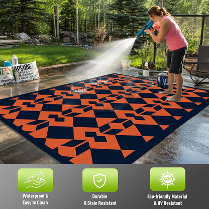 WILDROOTS 5x8 Feet Diamond Mask Plastic Outdoor Rug, Stain Resistant Waterproof Reversible Outdoor Patio Rug, Fade Resistant Camping Rug
