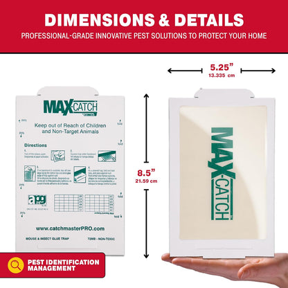 Catchmaster Max-Catch Mouse & Insect Glue Trap 72pk, Mouse Traps Indoor for Home, Sticky Pest Control Adhesive Tray for Catching Bugs, Non Toxic Bulk Pre-Baited Glue Boards