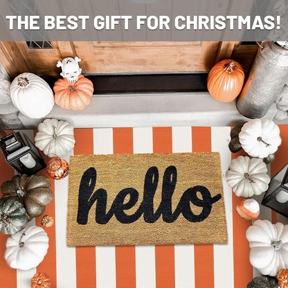 IOHOUZE Fall Door mat 3x5 Ft Orange White Striped Area Rug Washable Front Porch Rug Striped Door Mat Outside Entrance Entryway Doormat for Fall, Halloween, Thanksgiving Porch Decor