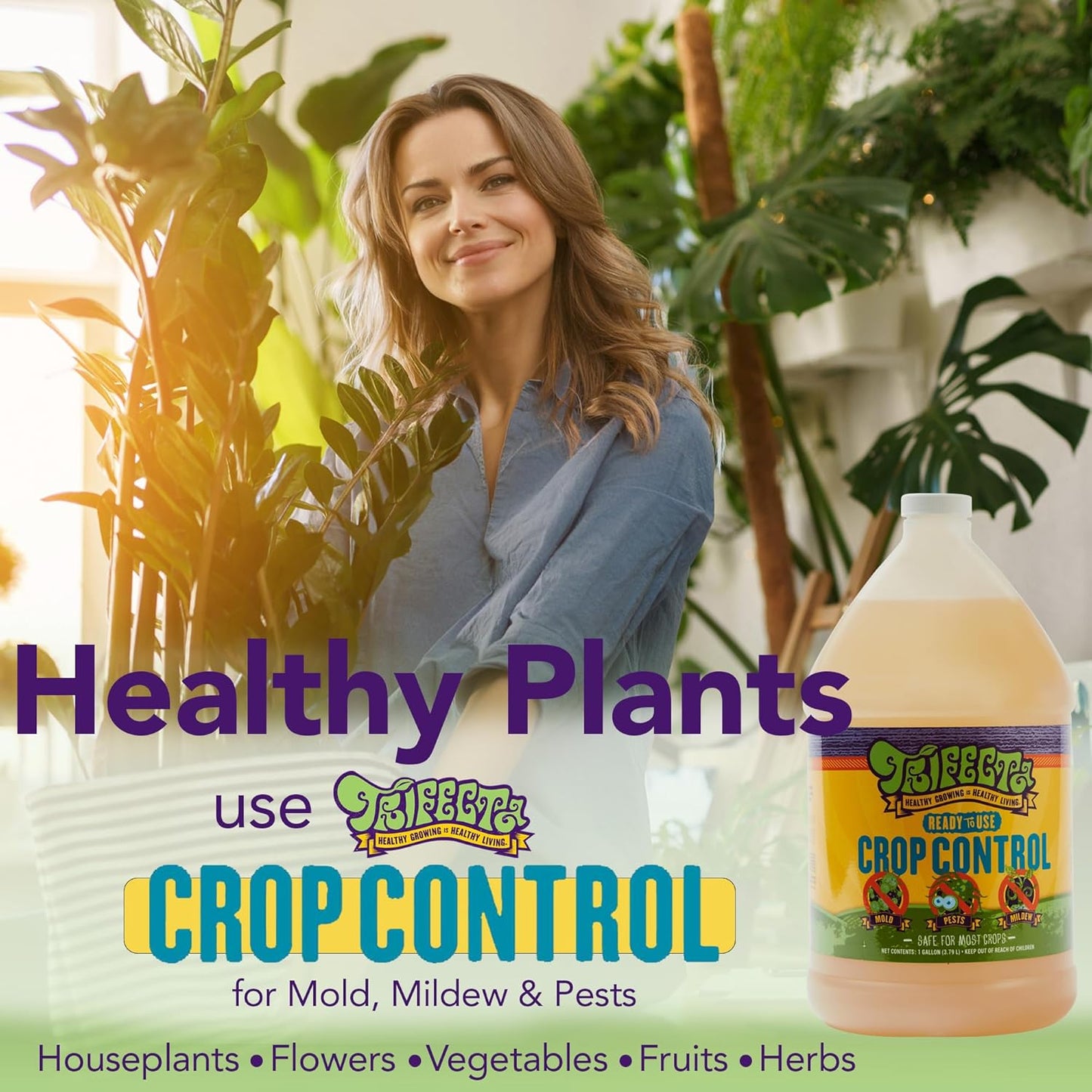 Trifecta Crop Control Insecticidal Soap for Plants | All Natural Fungicide for Plants | Spider Mite Killer Indoor Plants, Food Safe Commercial Grade Pesticide, Herbicide, Spider Mites Spray for Plants