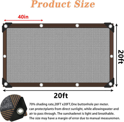 Shade Cloth - for Plants Greenhouse, 70% Sunblock Shade Sails -for Outdoor Garden Pergola Patio Lawn Sun Shade Cloths for Kennel Chicken Coop Easier to Hang Plant Shade Net Cover