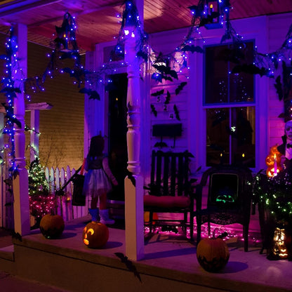 Dazzle Bright Purple Fairy String Lights, 4 Pack Total 80FT 240LED Copper Wire Battery Operated Waterproof Lights, Halloween Decorations for Indoor Home Outdoor Patio Yard Party Decor