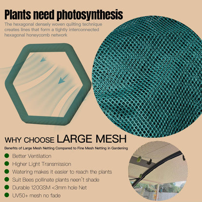 Poray Large Tunnel 73''x37''x61''Plant Netting Cover,5FT Tall Crop Cage Tomato Netting,Pest Guard Cover for Vegetables &Fruits,Durable Gardening Net for Plant and Animal