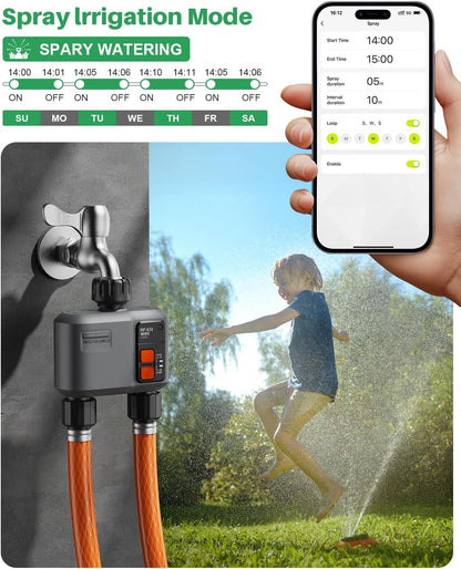 WiFi Sprinkler Timer 2 Zone with 984 Feet RF Gateway, 2 Pack Smart Water Timer for Garden Hose with Rain Delay/Manual/Automatic,WiFi Water Hose Timers for Garden & Lawns