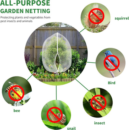 Large Garden Mesh Netting with Zipper and Drawstring,Plants Cover Protection from Anti Birds,Bugs,Cicadas,and Insects-Pest Barrier Bag for Blueberry Bushes,Tomatoes,Citrus,Fruit Tree