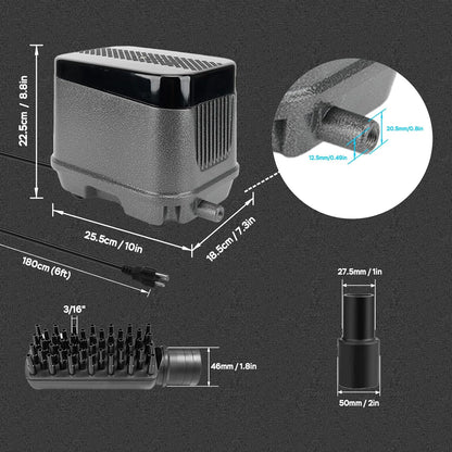 AquaMiracle Linear Air Pump, 635/950/1600/4000GPH Pond Bubbler Septic Air Pump, Energy-Efficient Pond Aerator for Outdoor Ponds, Aquariums, Hydroponics, Waste Treatment