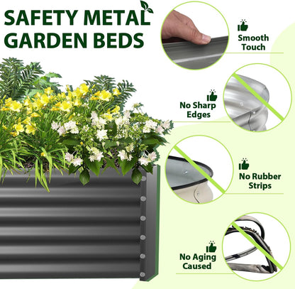 A ANLEOLIFE 6X3X1.5 ft Galvanized Raised Garden Beds Outdoor, Rectangular Metal Planter Box for Planting Vegetables Flowers Herb, Anti-Rust & Easy-Setup, Quartz Grey