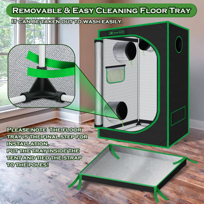 Indoor Grow Tent 48"x24"x60" 600D Mylar Hydroponic for Indoor Plant Tent with Observation Window and Removable Floor Tray 4x2