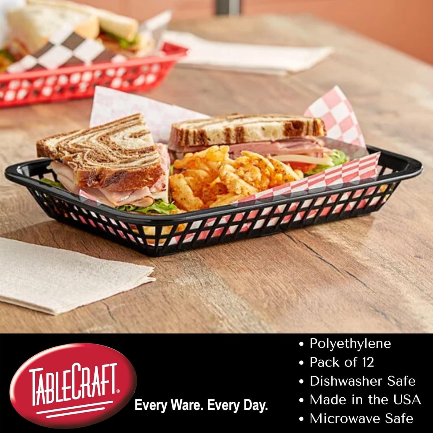 TableCraft Products C1076FG Cash and Carry Basket, Chicago, Green Forest (Pack of 12)