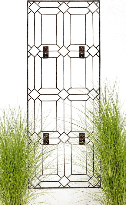 H Potter Outdoor Metal Wall Decor or Trellis for Climbing Plants Art Garden Panel Roses Vines Privacy Includes Brackets for Hanging GAR258W1