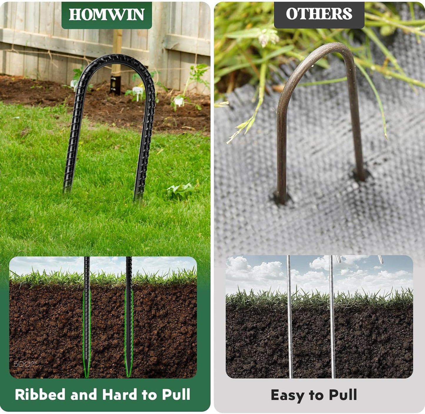 12 inches 12-Pack Trampoline Stakes Anchors High Wind Stake Heavy Duty U Hooks for Ground Lawn Garden Yard Stakes for Decorations Swing Set Shed