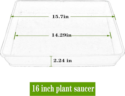4 Pack Square Plant Saucer 16 Inch, Large Plant Trays for Pots, Heavy Plastic Plant Saucer,Deep Heavy Duty Plant Pot Saucers, Planters for Indoors and Outdoors Plants.