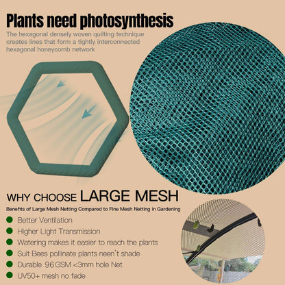 Poray Large Tunnel 10FTx6FT Plant Netting Cover, 6FT Tall Crop Cage Tomato Netting,Pest Guard Cover for Vegetables &Fruits,Durable Gardening Net for Plant and Animal