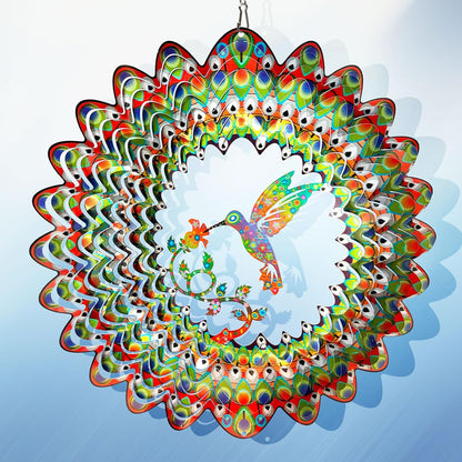 Hummingbird Wind Spinner for Yard and Garden,12in 3D Wind Spinner Hummingbird Gift for Women/Mother/Father/Men,Hanging Bird Wind Catchers Kinetic Yard Art Ornaments Outdoor Wind Sculptures