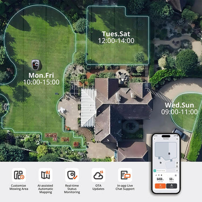 Segway Navimow i105N Robot Lawn Mower Perimeter Wire Free 1/8 Acre RTK+Vision Robotic Lawnmower, AI-Assisted Mapping, Virtual Boundary, APP Control, 58dB(A) Quiet, Multi-Zone Management