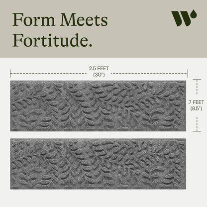 Bungalow Flooring Waterhog Stair Treads (Set of 4) – 8 1/2 x 30 Inches, Durable,Water-Trapping, Indoor/Outdoor Floor Covering, Boxwood Collection – Made in USA, Medium Grey