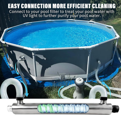 55W UV Light for Above Groud Pool Cold Plunge Aquarium Algae Control with UVC Bulb Stainless Steel Ultraviolet Green Water Machine Algae Remover for Pond