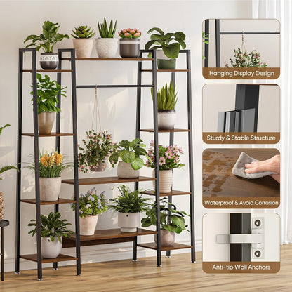 55" Large Plant Stand Indoor with 8 LED Grow Lights (3 Modes & Auto Timer) - 12 Tiered Metal Plant Shelf, 10 Dimmable Brightness Levels, Flower Stand Display Rack for Patio Balcony Garden