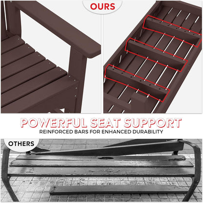 Garden Bench, Farmhouse Park Front Porch for Entryway Bench Outdoor Seating Low Bench Patio Bench Outside/Indoor, Dark Brown