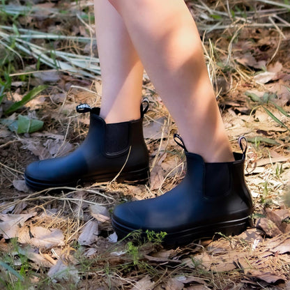 HISEA Women's Short Rain Boots Waterproof Garden Shoes Rubber Chelsea Boots Anti-Slipping Rainboots for Ladies with Comfort Insole Lightweight Stylish Ankle Rain Shoes Outdoor Work Booties