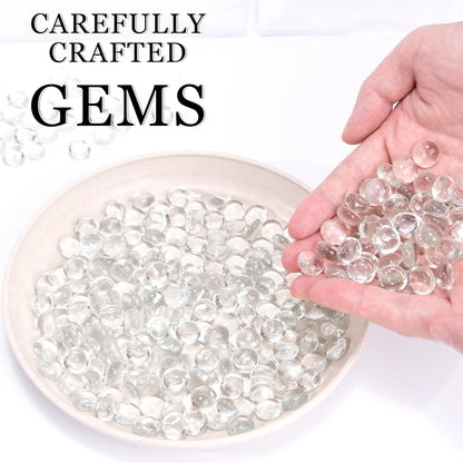 50PCS Mini Glass Gems,Clear Mancala Stones Flat Bottom Marble Beads for Home Decorative Art Craft Vase Filler(0.5"~0.7")