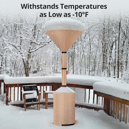 QH.HOME Winter Patio Heater Covers, [2025 Upgraded Tear-Resistant Fabric] Waterproof with Robust Zipper ,Height fit 87"-92",Dustproof/Wind/Sunlight/Snow-Resistant, Camel