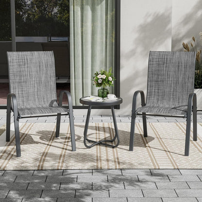 UDPATIO Patio Chairs Set of 2, Stackable Outdoor Dining Chairs with High Back, Breathable Textilene Fabric Outdoor Chair All Weather, 350LBS Capacity for Garden, Backyard (Dark Grey)