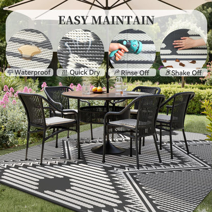 MontVoo Outdoor Rug 9x12 Waterproof Patio Rug-Outdoor Carpet Mat Reversible Plastic Straw Outside Outdoor Rug for RV Camping Picnic Beach Balcony Backyard Pool Deck Porch Modern Boho Grey